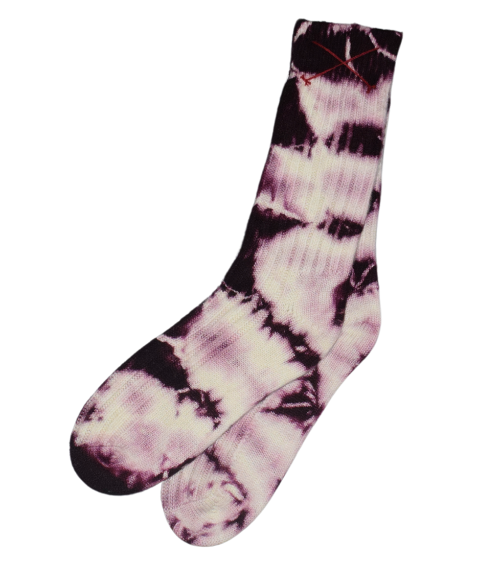 Tie-Dye Kaschmirsocken Bordeaux von Mell-o