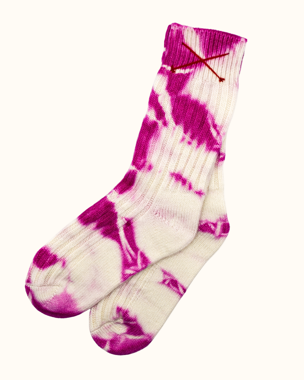 Tie-Dye Kaschmirsocken Fuchsia von Mell-o – Ansicht 5
