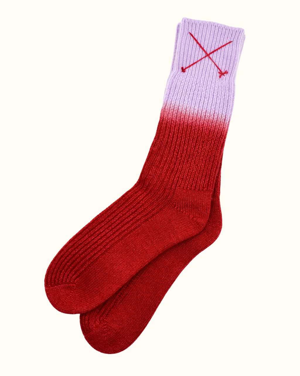 Dip-Dye Kaschmirsocken Rot/Lila von Mell-o – Ansicht 3