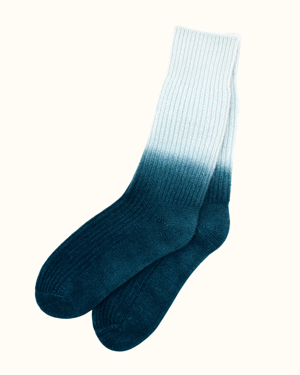 Dip-Dye Kaschmirsocken Aqua/Petrol von Mell-o