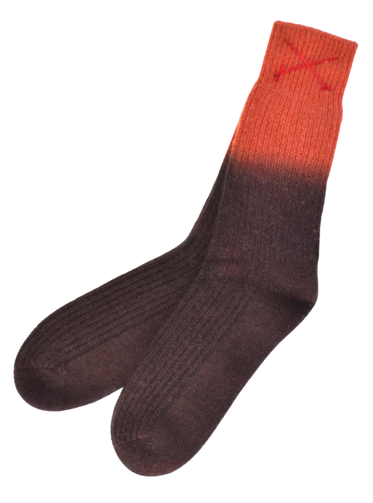Dip-Dye Kaschmirsocken Braun/Rot von Mell-o