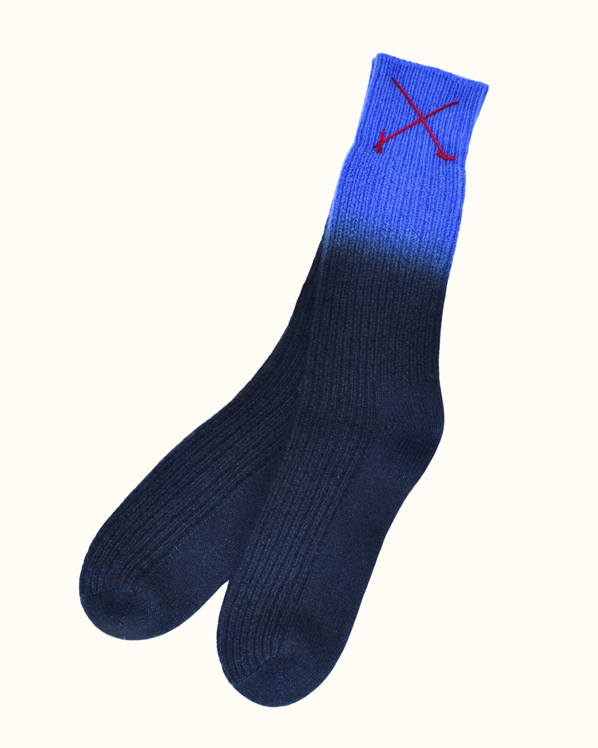 Dip-Dye Kaschmirsocken Indigo/Azur von Mell-o – Ansicht 3