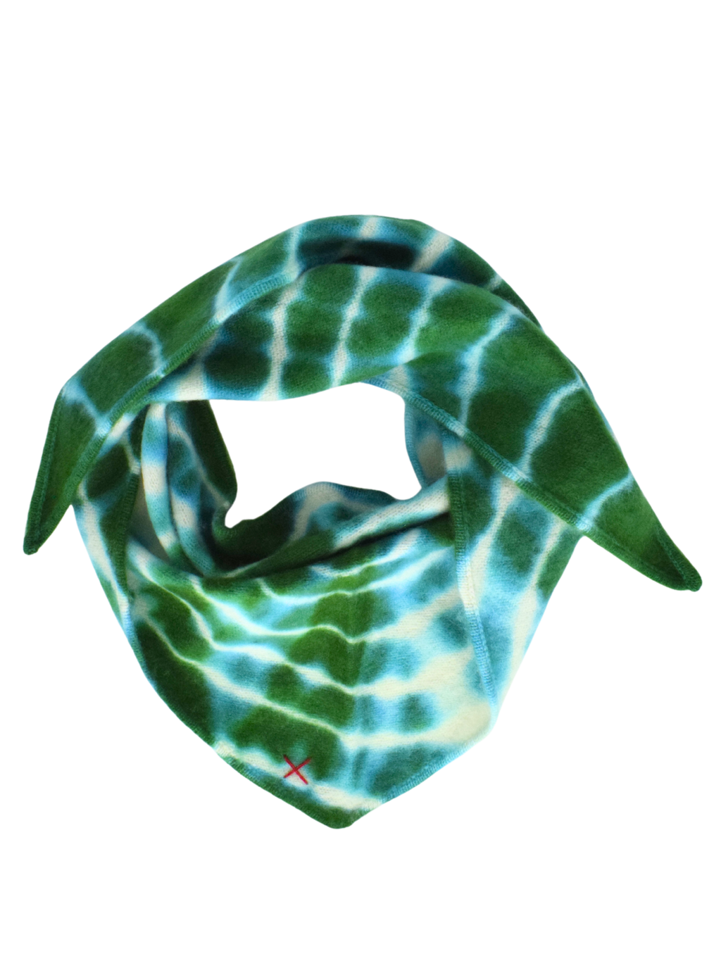 Tie-Dye Dreieckschal Offwhite/Evergreen aus Kaschmir von Mell-o