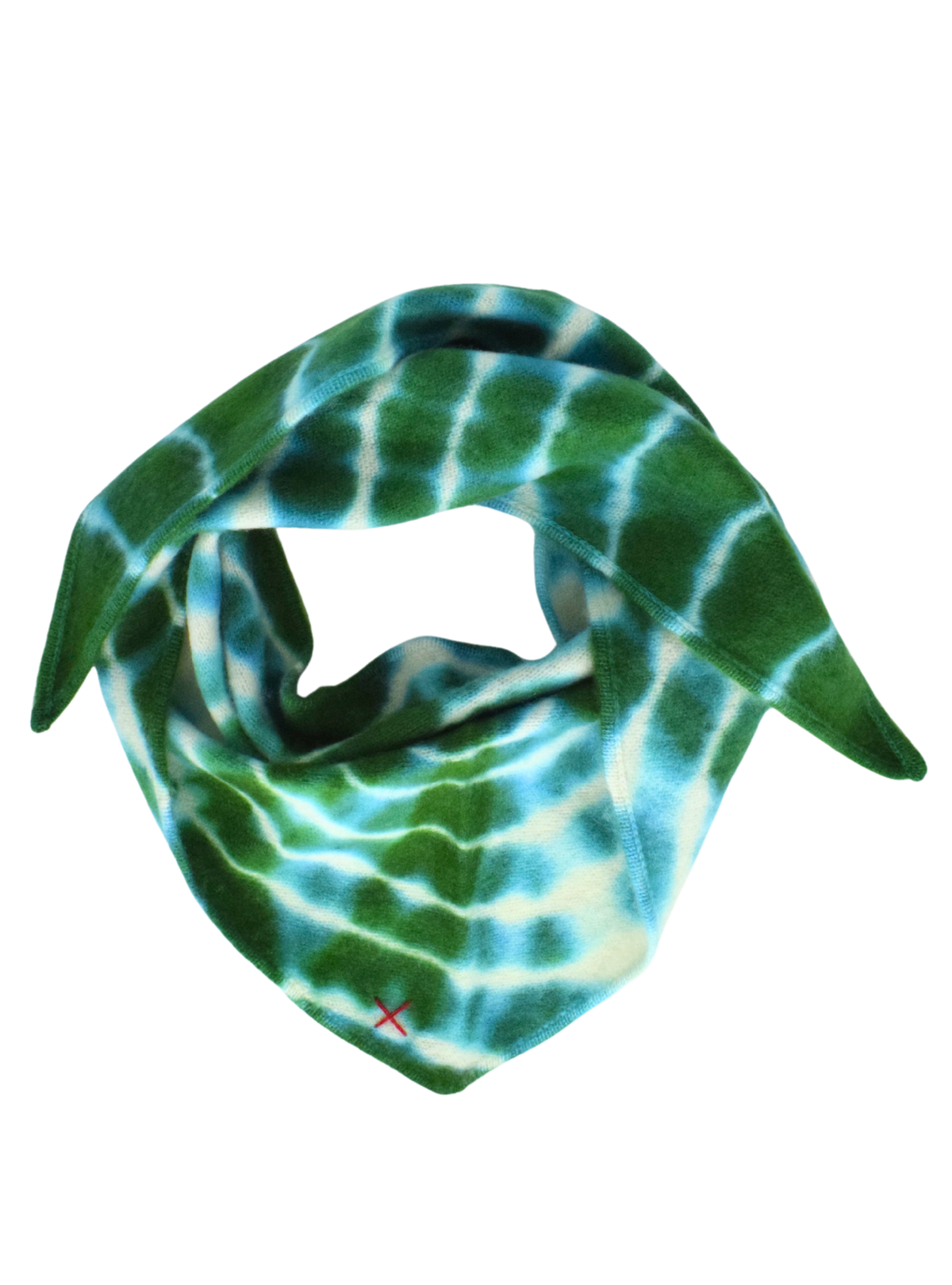 Tie-Dye Dreieckschal Offwhite/Evergreen aus Kaschmir von Mell-o