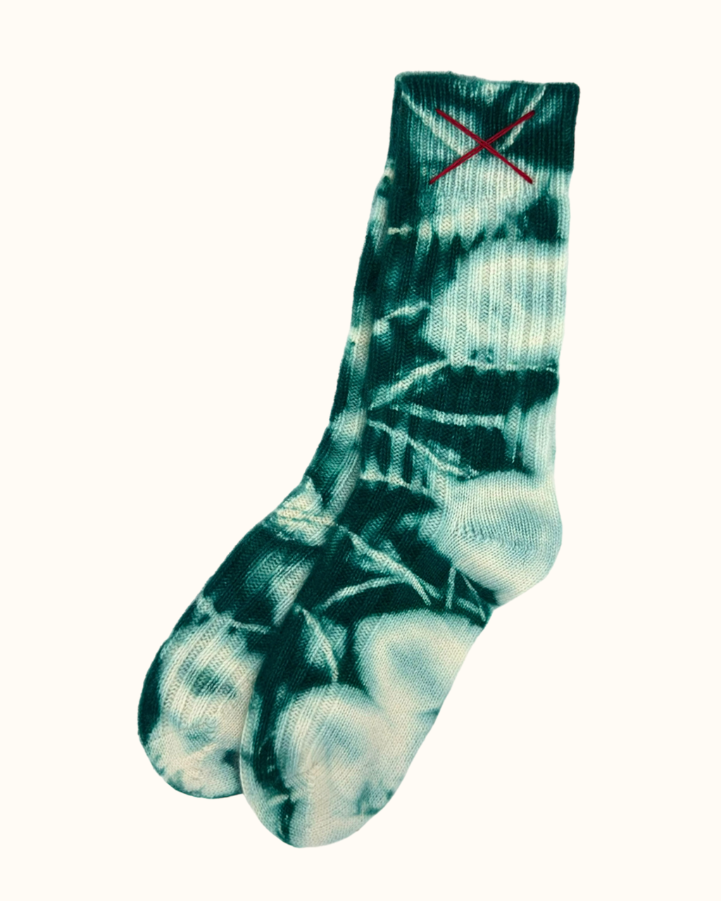 Tie-Dye Kaschmirsocken Flaschengrün von Mell-o – Ansicht 4