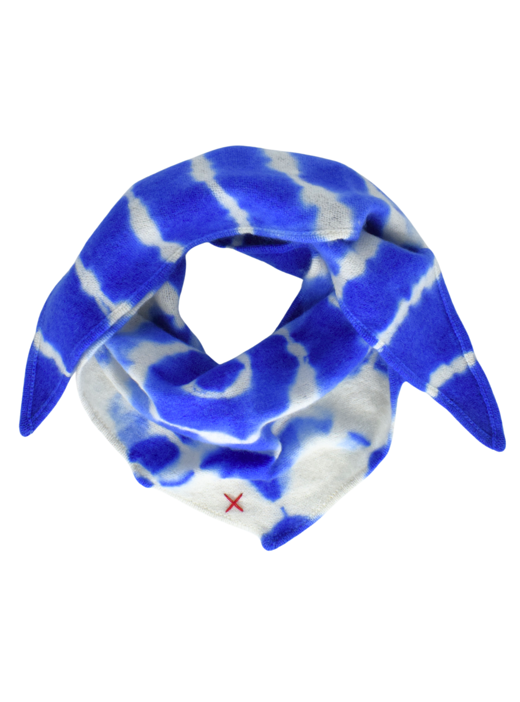 Tie-Dye Dreieckschal Offwhite/Azur aus Kaschmir von Mell-o