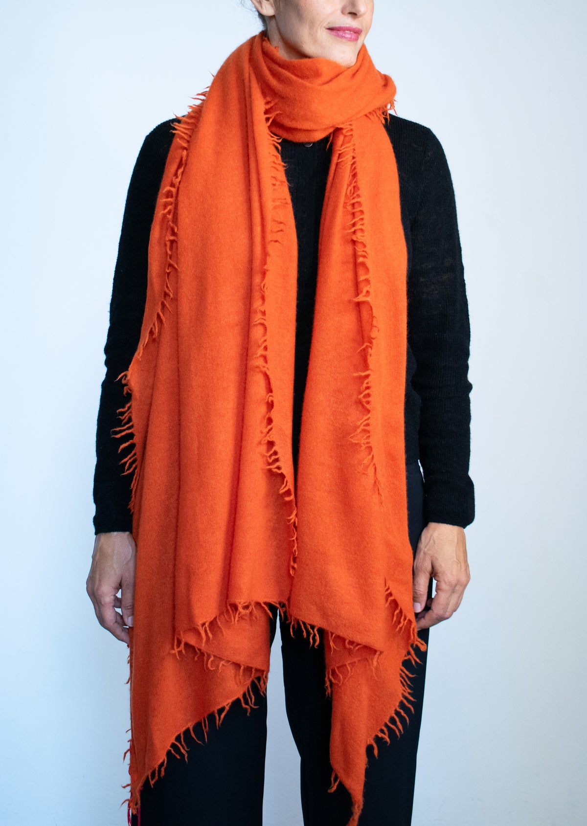 Großer Kaschmirschal Orange von Mell-o – Ansicht 2