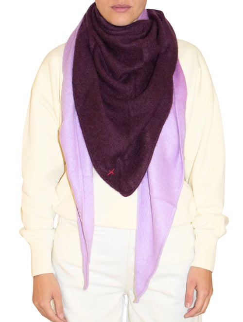Großer Dip-Dye Dreieckschal Rot/Lila aus Kaschmir von Mell-o