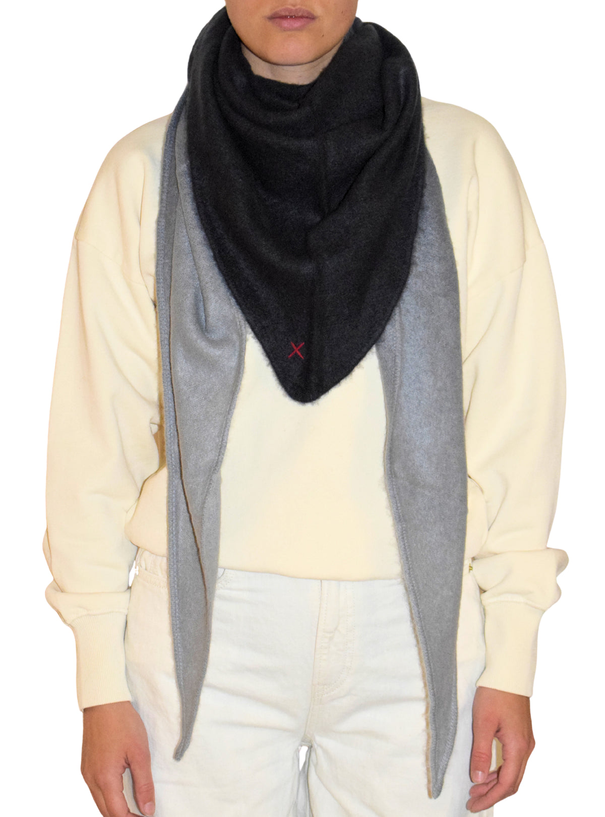 Großer Dip-Dye Dreieckschal Grau/Schwarz aus Kaschmir von Mell-o
