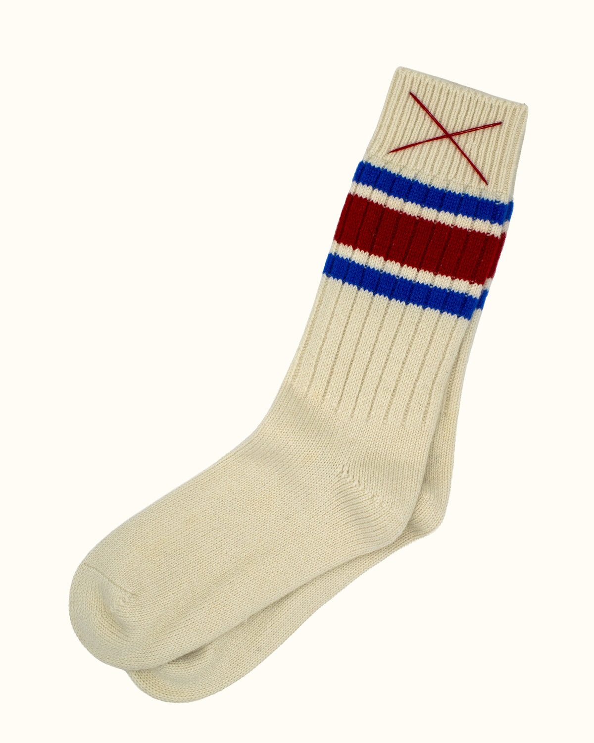 Sporty Kaschmirsocken Natur mit Blau/Rot von Mell-o – Ansicht 7