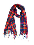 Bestickter Tartan Karo Schal Blau-Rot - 100% Kaschmir