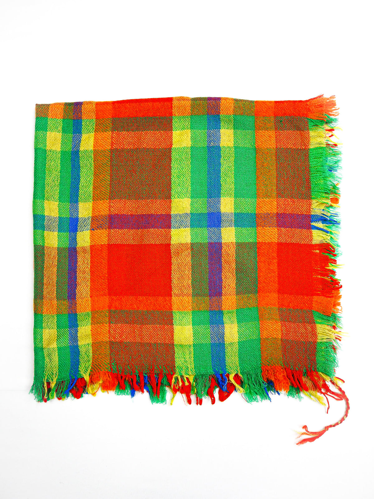 Mell-o Tartan Checker Madras Kaschmirschal – 100 % Kaschmir Orange