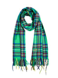 Bestickter Tartan Karo Schal Grün - 100% Kaschmir