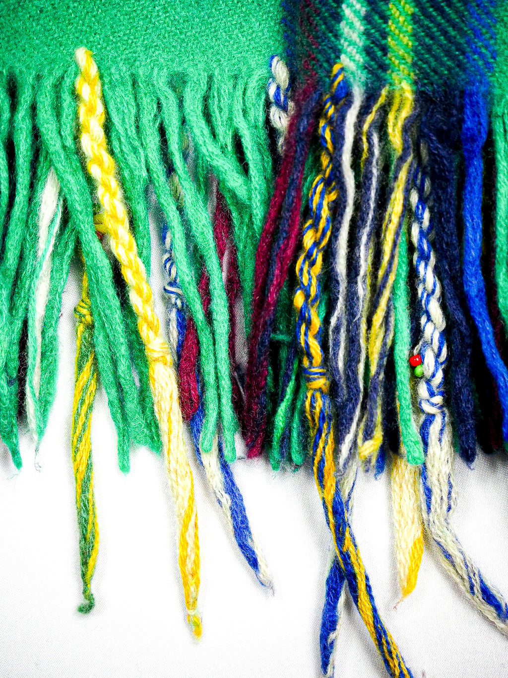 Bestickter Tartan Karo Schal Grün - 100% Kaschmir
