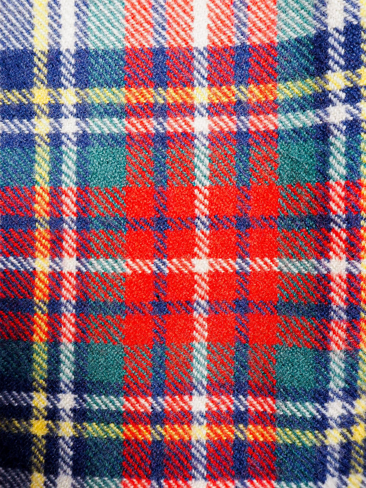 Bestickter Tartan Karo Schal Natur - 100% Kaschmir